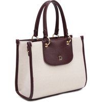 Strukturierte Canvas-Handtasche mit Besatz