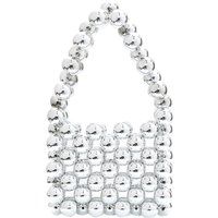 Architektonische Handtasche mit Silberperlen