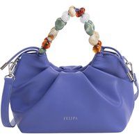Geraffte Handtasche mit Perlenhenkel