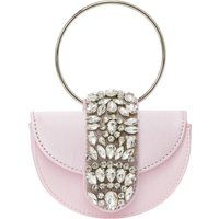 Satin-Handtasche mit Kristallbesatz und Ringgriff