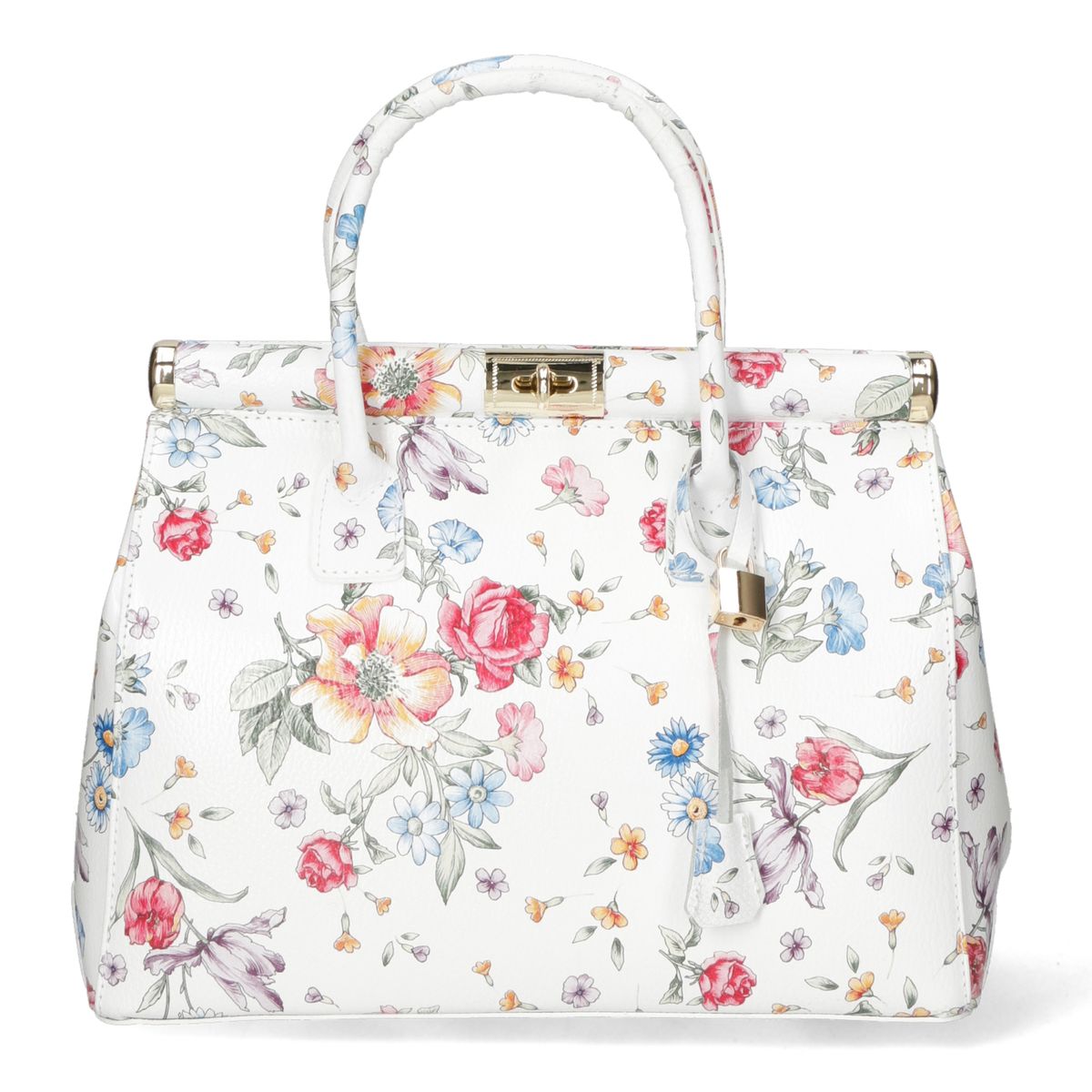 Leder-Satchel mit filigranem Blumenmuster