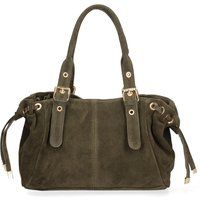 Wildleder-Shopper mit Kordelzug und Schnallen