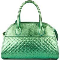 Metallic Gesteppte Leder-Satchel Tasche