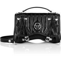 Gesteppte Lederhandtasche mit Hexagon-Logo