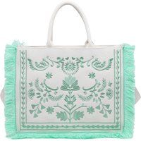 Bestickte Canvas-Shopper mit Fransen