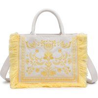 Bestickte Canvas-Handtasche mit Fransen