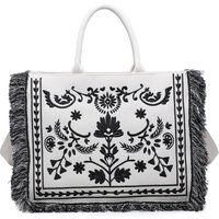 Bestickte Canvas-Tasche mit Fransen