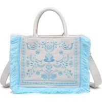Bestickte Henkeltasche mit Fransen