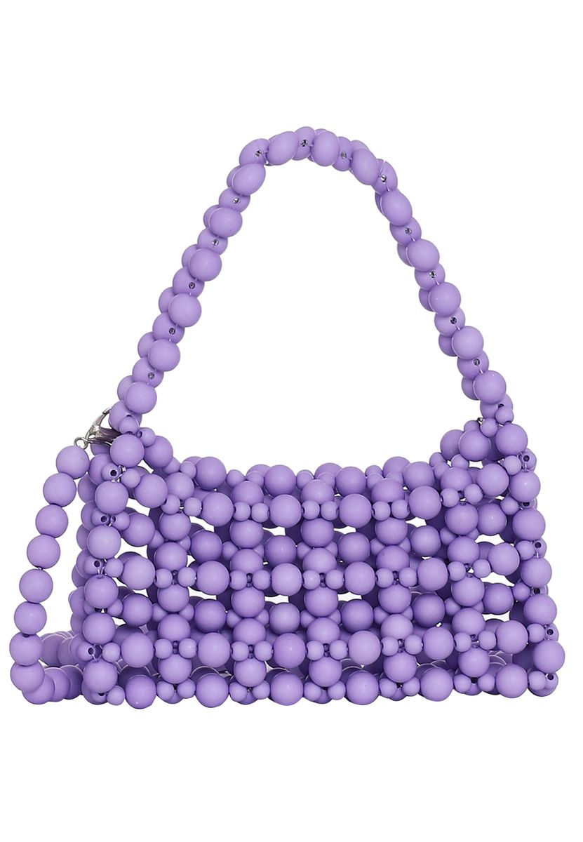 Strukturierte Mini-Handtasche mit Perlen