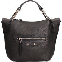 Gekörnte Lederhandtasche mit Beschlägen