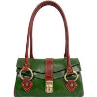 Polierte Leder-Henkeltasche mit Metallbeschlägen