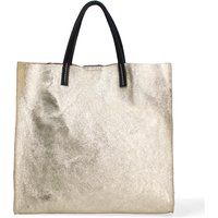 Shopper aus Leder mit Metallic-Finish