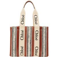 Gestreifte Woody Tote mit Logoband
