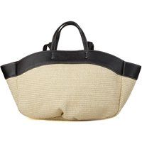 Geflochtener Shopper mit Lederbesatz