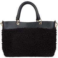 Strukturierte Shopper aus Leder und Webpelz