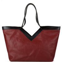 Leder-Shopper mit V-Ausschnitt