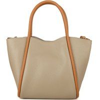 Genarbte Ledertasche mit Kontrastbesatz