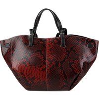 Shopper aus Leder mit Schlangenprägung