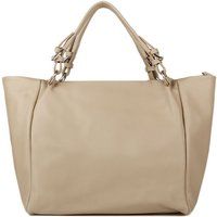 Gemaschter Leder-Shopper mit Schnallendetails