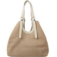 Minimalistische Wildledertasche mit Kontrastriemen