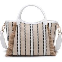 Gestreifter Canvas-Shopper mit Fransen