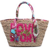 Geflochtener Stroh-Shopper mit Stickerei