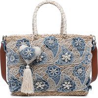 Woven Shopper mit floraler Spitze