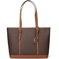 Strukturierte Monogramm-Tote mit Leder-Akzenten