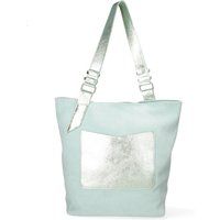 Leder-Shopper mit Metallic-Details