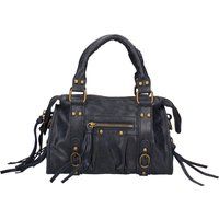 Leder-Schultertasche mit Nieten und Quasten