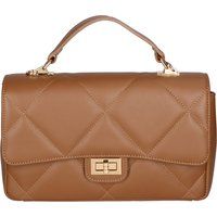 Gesteppte Leder-Henkeltasche mit Drehverschluss