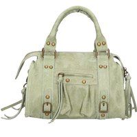 Leder-Henkeltasche mit dekorativen Quasten