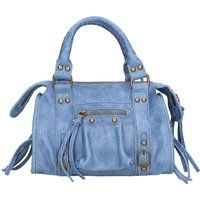 Genietete Henkeltasche aus gewaschenem Leder