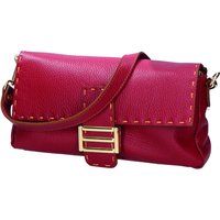 Baguette-Schultertasche aus genarbtem Leder