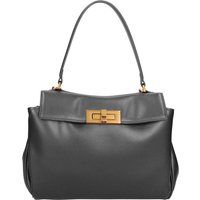 Strukturierte Lederhandtasche mit Drehverschluss