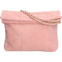 Gesteppte Wildleder-Handtasche mit Umschlag