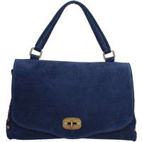 Wildleder-Schultertasche mit Drehverschluss