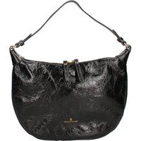 Schultertasche aus Knautschlack in Halbmondform