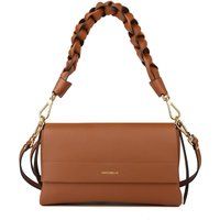 Leder-Schultertasche mit geflochtenem Henkel