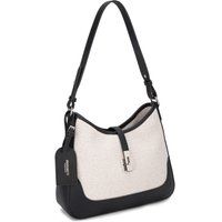 Hobo-Schultertasche mit Canvas-Kontrast