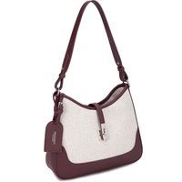 Schultertasche aus Canvas mit Kontrastbesatz