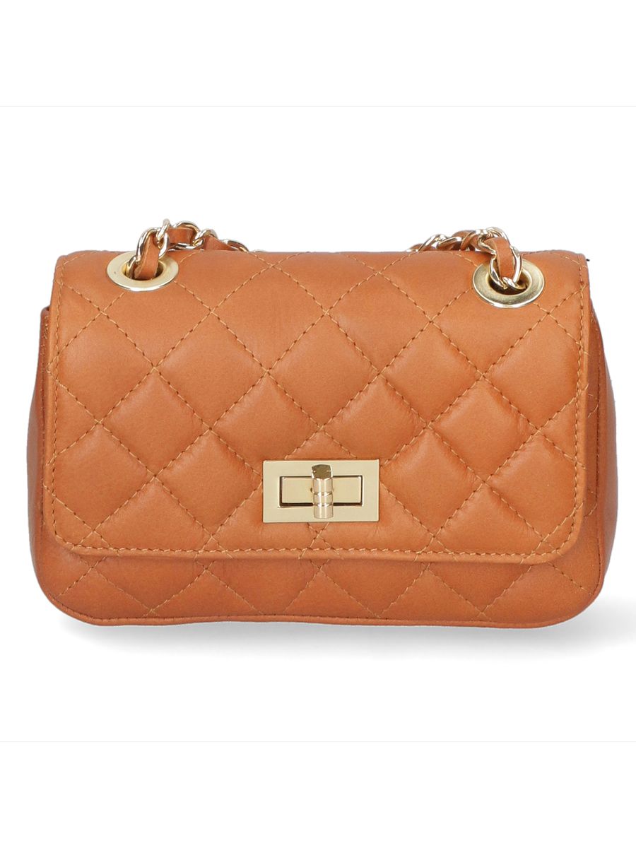 Gesteppte Leder-Ketten-Schultertasche