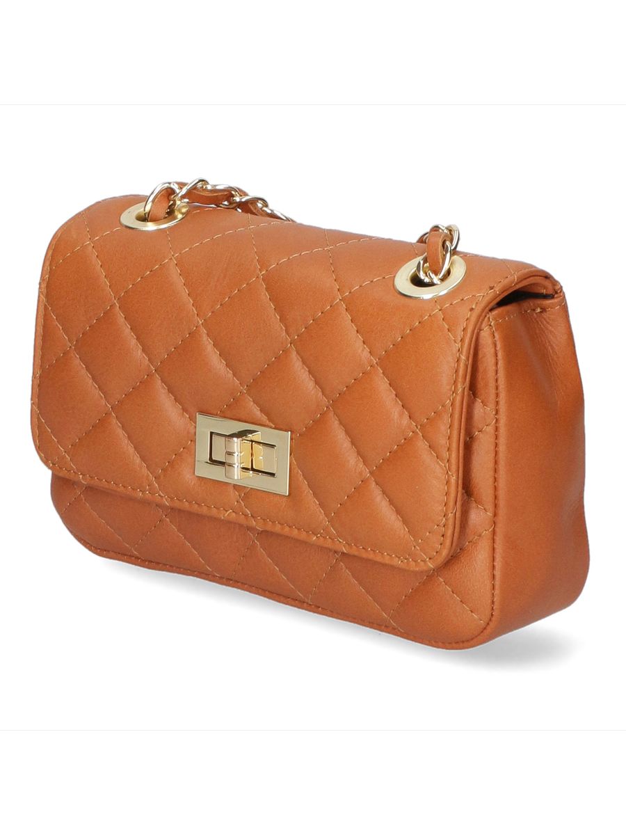 Gesteppte Leder-Ketten-Schultertasche