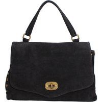 Klassische Wildleder-Henkeltasche mit Drehverschluss
