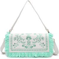 Bestickte Schultertasche mit Fransen