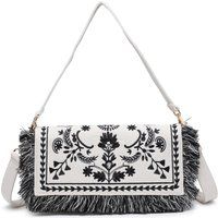 Bestickte Canvas-Tasche mit Fransen