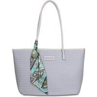 Shopper mit Flechtoptik und gemustertem Tuch