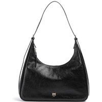 Glänzende Hobo-Schultertasche aus Leder
