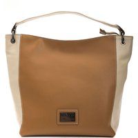 Leder-Hobo-Tasche mit Kontrasteinsätzen