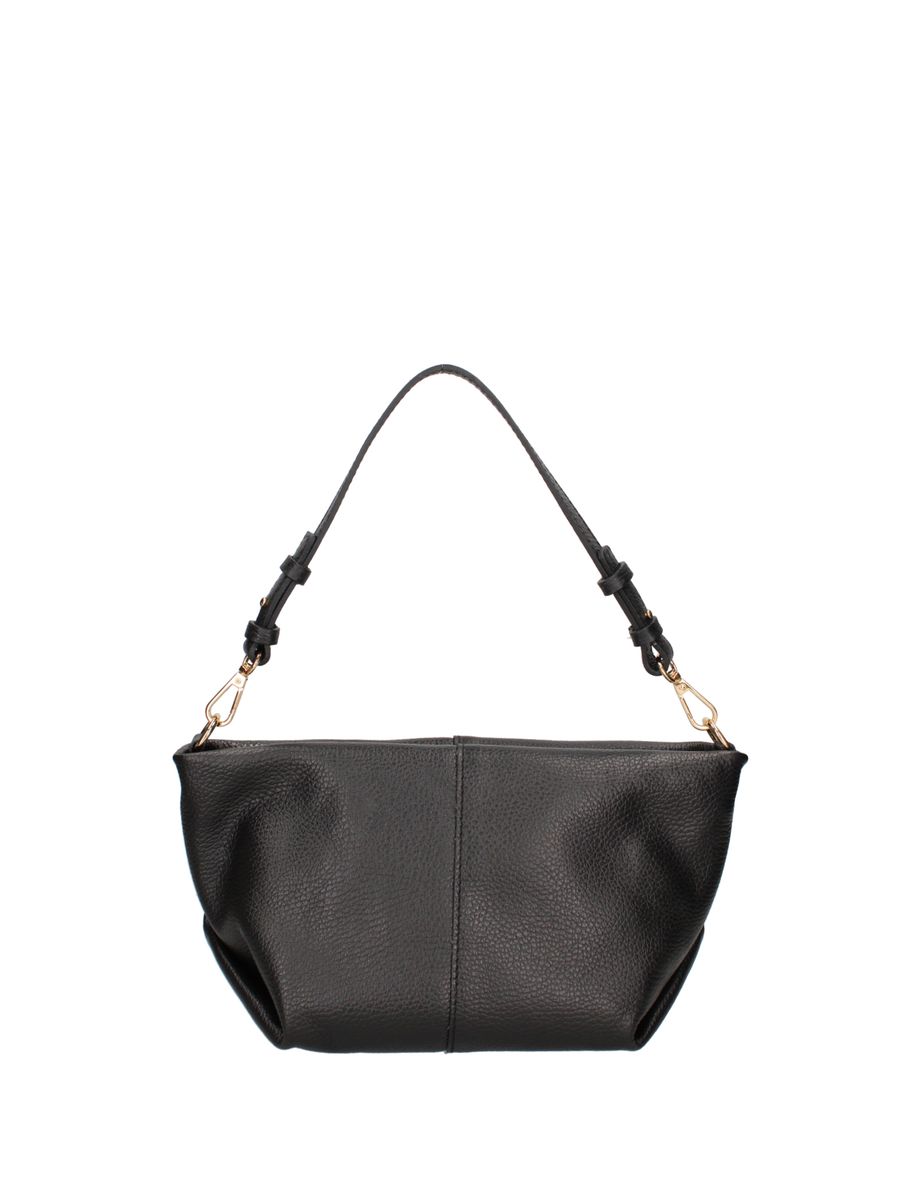 Gekörnte Leder-Schultertasche in Beutelform